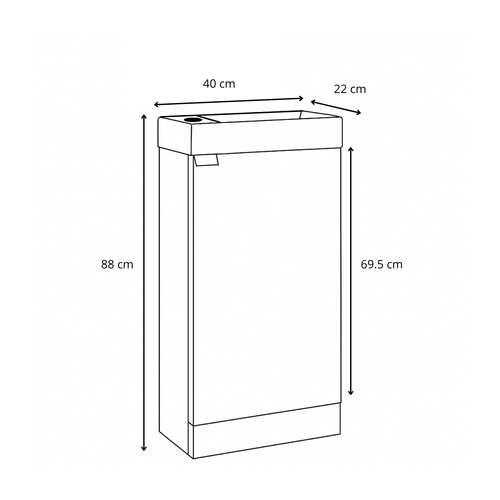 Badplaats Toiletmeubel Orion 40 x 22 cm – Beige – Fonteinmeubel met Wastafel