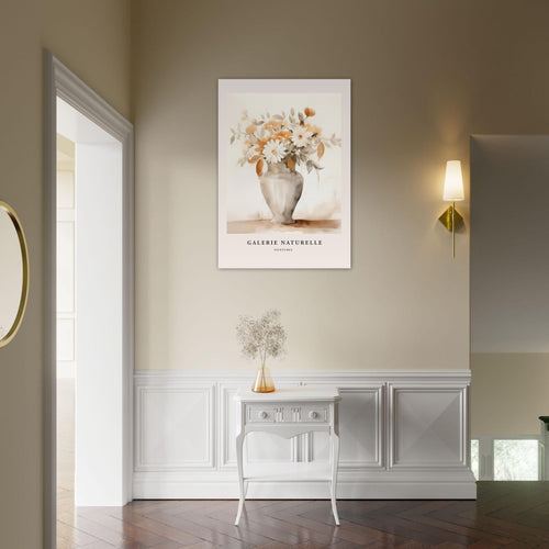 Artfulprints Poster met Lijst Bloemen in vaas 2   - 70x100 cm - Taupe