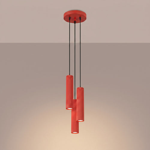 Sollux Lighting Hanglamp KARBON 3P rood - 19,5x19,5x108cm