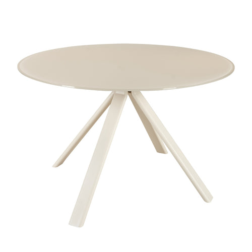 Giga Meubel Eettafel Lita Wit – Rond – Glas en Metaal – Ø120 cm