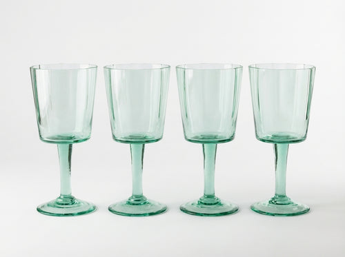 vtwonen - Wijnglazen - Groen - Glas - Set van 4