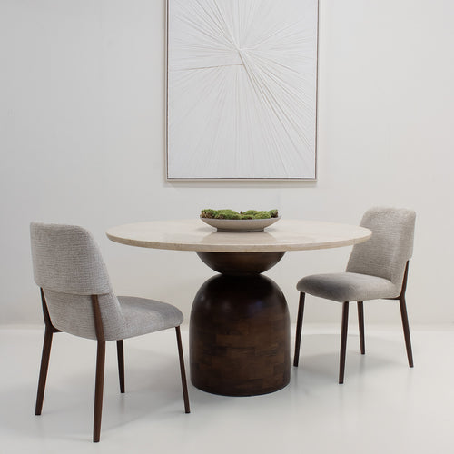DÉJA Living Eettafel Miro Rond - Marmer/Hout - Donkerbruin - 130x130x75cm - vtwonen shop