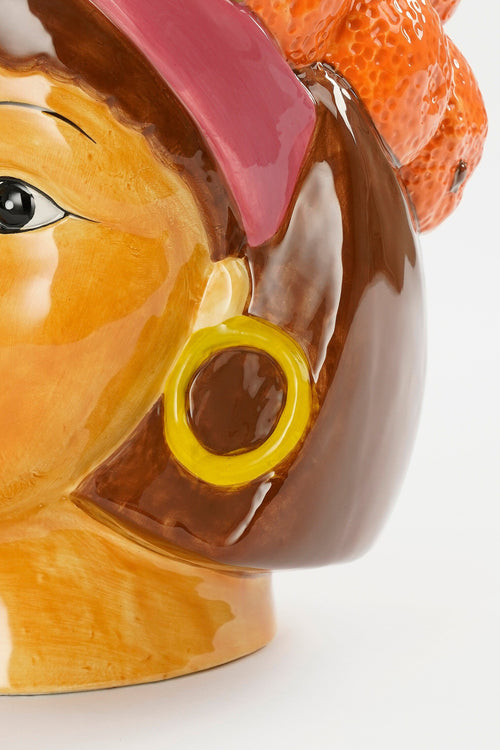 Mica Decorations Funny Bloempot Binnen - L20 x B20 x H22 cm - Dolomiet - Oranje - vtwonen shop