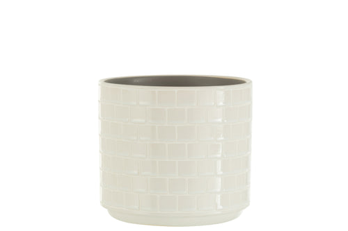 J-Line bloempot Blinkend - keramiek - wit - large - Ø 17 cm - vtwonen shop