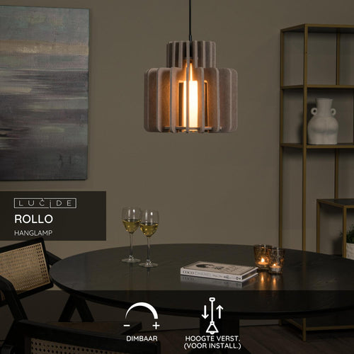 Lucide LAMBRES - Hanglamp - 3xE27 - Taupe Lucide LAMBRES - Hanglamp - 3xE27 - Taupe