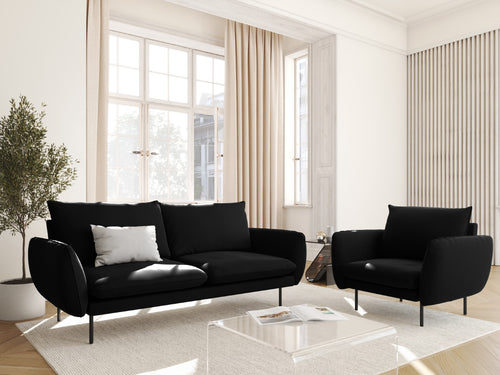 Cosmopolitan Design Bank Vienna 2-zits, flueel, zwart - 92x160x95cm