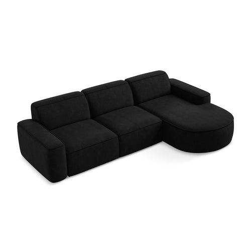 LaMiaSofa hoekbank rechts Melissa - chenille stof - zwart - 284x166x70