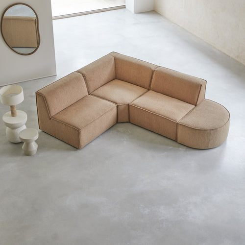 Tikamoon Modulaire 4/5-zitshoekbank in camelkleurige stof - Bruin