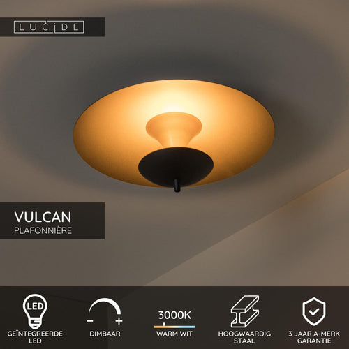 Lucide plafonnière VULCAN - Geïntegreerde LED - Zwart