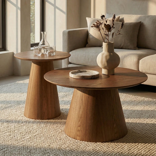 Furnhouse salontafel set Tango - Natuurlijk eikenhout - Ø 45/80 cm