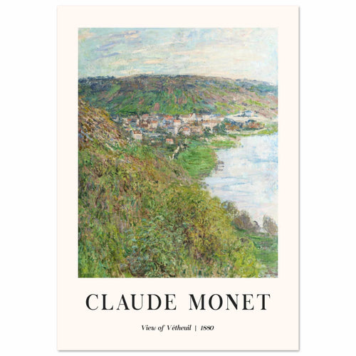 Artfulprints Poster Claude Monet - View of Vétheuil   - A4 21x29.7 cm - Groen