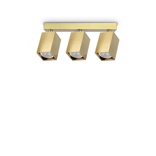 Ideal Lux DYNAMITE Vierkante plafondspot met messing fitting, 3x GU10