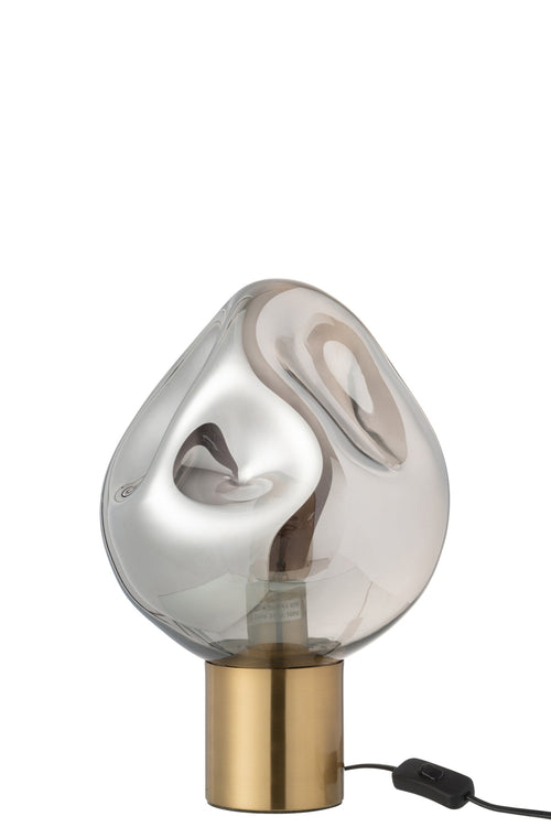 J-Line tafellamp - metaal/glas - grijs/goud