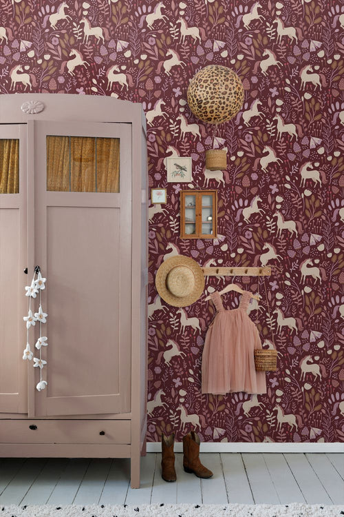 ESTAhome behang unicorns donker paars - 0.53 x 10.05 m - 131926