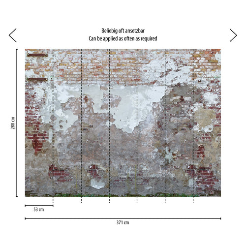 Livingwalls fotobehang steen grijs, bruin en crème - 371 x 280 cm - AS-392261