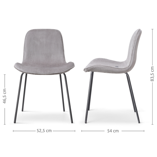 Nolon Nora-Fé Eetkamerstoelen Set van 2 - Rib Warm Grijs Zwarte Poten