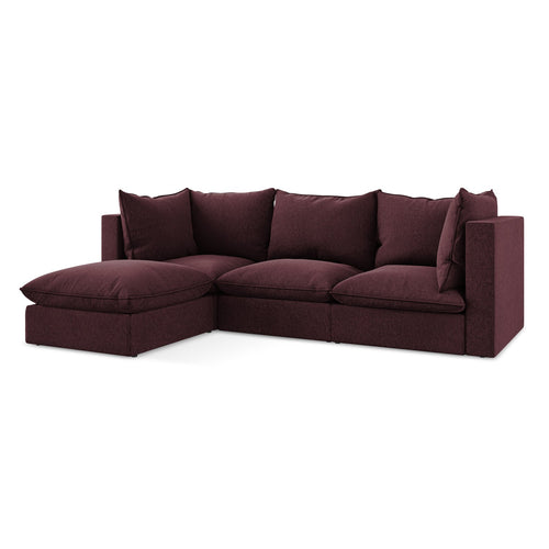LaMiaSofa hoekbank links Ravenna - velours - bourgondië - 255x165x77