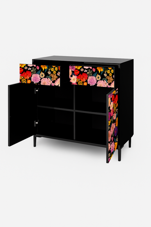 Dressoir MDF 2 deuren en 2 lades met print WILD BEAUTY