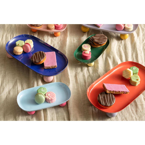 Present Time dienblad Double Funky Oval - blauw - 39x16x6cm