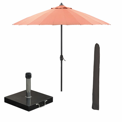 Garden Impressions stokparasol Manilla koper Ø250 cm met 40kg Cosmo voet en hoes