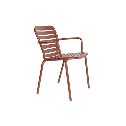 Zuiver Vondel Tuinset 6 personen - tuintafel + 6 stoelen met armleuning Rood