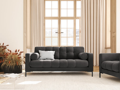 Cosmopolitan Design Bank Bali 2-zits, flueel, donkergrijs - 96x152x75cm