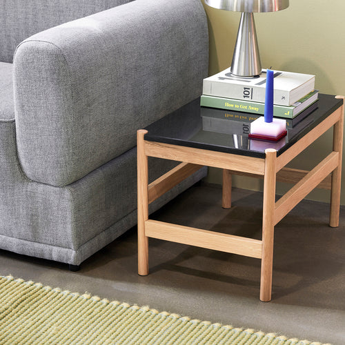 Hübsch bijzettafel Raw - marmer/mdf/eikenhout - 60x40xh42cm - vtwonen shop