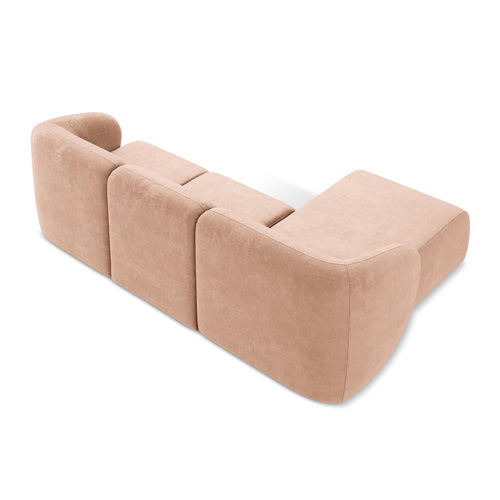 LaMiaSofa hoekbank links Cervo - chenille stof - perzik - 248x166x90