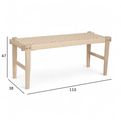 Furnhouse bankje Nobel - Witte olie - Papiergaren - 38x110x47