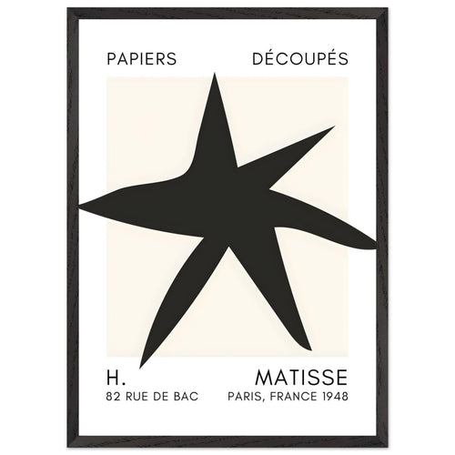 Artfulprints Poster met Lijst Matisse – Star of the sea black   - 50x70 cm - Zwart
