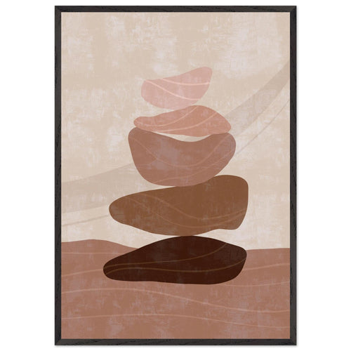 Artfulprints Poster met Lijst Boho – Stone balance   - 70x100 cm - Grijs