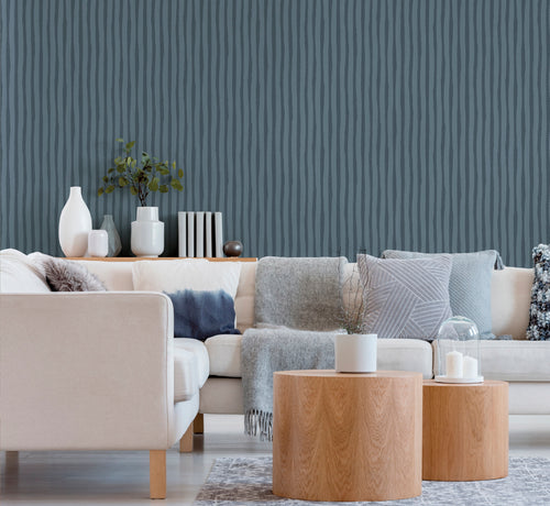 Sanders & Sanders behang strepen vergrijsd blauw - 53 cm x 10 m - 640549