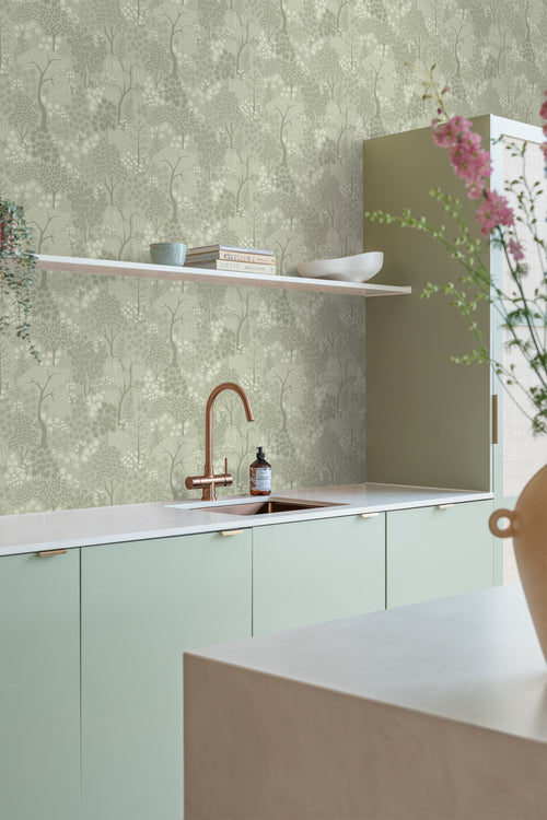 ESTAhome behang bomen en bloemen groen - 50 x 900 cm - 131646 - vtwonen shop