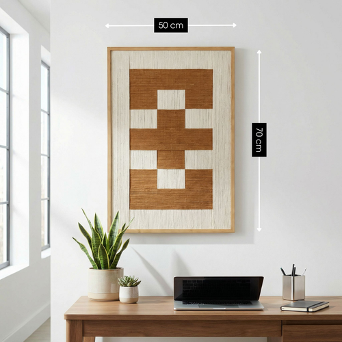 Mica Decorations Wanddecoratie - Wandpaneel Abstracte Kunst 70 x 50 x 2,5 cm - Woondecoratie voor Woonkamer of Slaapkamer - Bruin