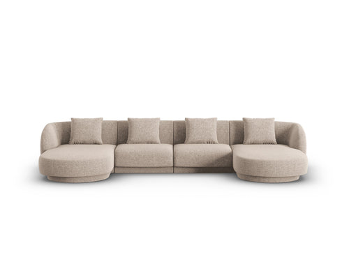 Cosmopolitan Design Panoramische bank Tulum 5-zits, chenille, beige - 156x330x70cm