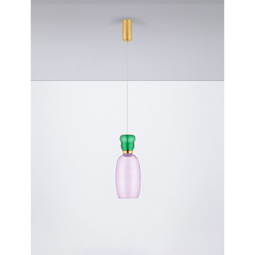 Nova Luce PLUMA Slanke hanglamp voor aan het plafond, glanzend paars met gouden accenten, LED 5W 450lm 3000K