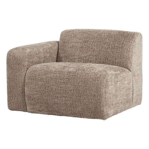WOOOD 1-zits bank arm links Mojo Base - Wollig - Donkerzand - 74x105x97