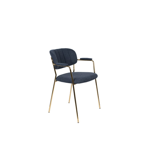 Housecraft Living Jolien Eetkamerstoelen armleuning Goud/Donker Blauw - Set van 2 - vtwonen shop