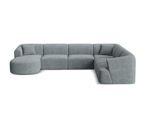Cosmopolitan Design Modulaire panoramische hoekbank rechts Campi 7-zits, ribfluwelen donkergrijs - 255x330x70cm