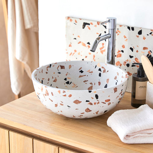 Tikamoon Ronde waskom van bruin premium terrazzo ∅ 32 cm - Bruin