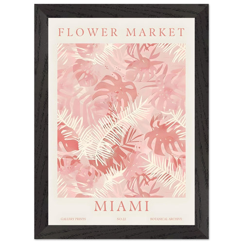 Artfulprints Poster met Lijst Flower market - Miami   - A4 21x29.7 cm - Roze