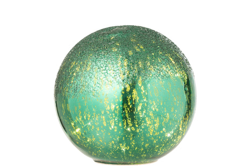 J-Line decoratie Bal Gekraakt - glas - groen - large - LED - vtwonen shop