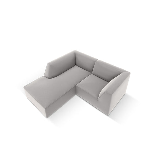 Cosmopolitan Design - Modulaire hoekbank links Siena 3-zits, imitatieleer lichtgrijs - 180x186x69cm