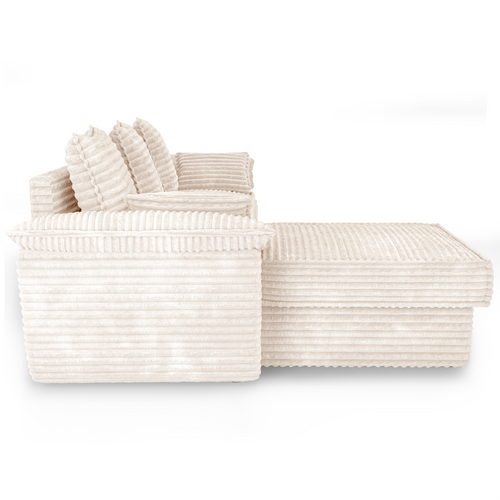 Sia Home - Hoekbanken links SASHA - XXL ribfluweel - Crème - 257cm - vtwonen shop