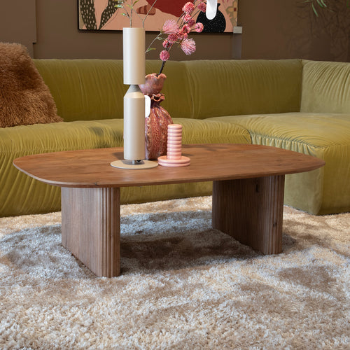 Giga Meubel Salontafel Juro - Deens Ovaal Naturel Hout - 120x70x38cm