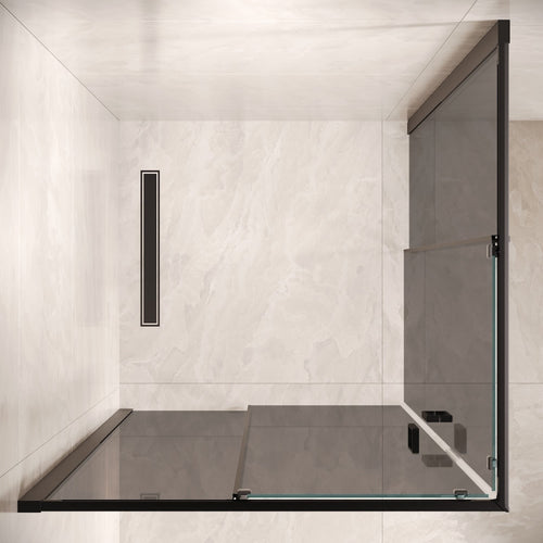Badplaats Douchecabine Dakota 90 x 90 x 190 cm – Zwart met Rookglas – Douchewand met Schuifdeur