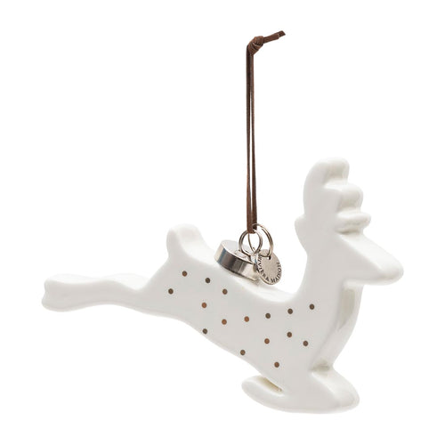 Rivièra Maison Happy Deer Ornament - Porselein - Wit - vtwonen shop