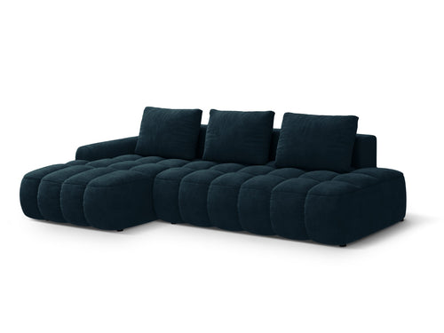 Cosmopolitan Design Uitklapbare hoekbank links met opbergdoos Linz 3-zits, flueel diepe olie - 142x275x84cm