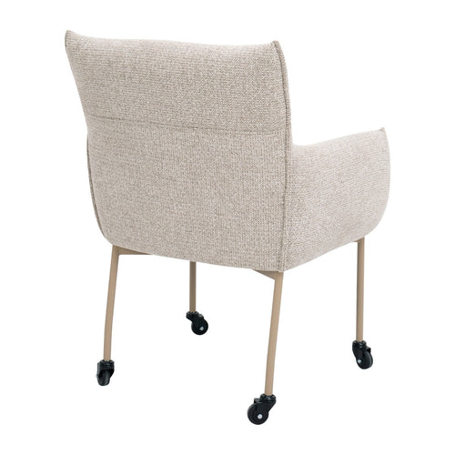 DÉJA Living Eetkamerstoel Arboga - Taupe/Beige - Incl. Wielen - Set van 2