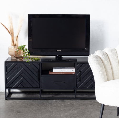 Giga Meubel Tv-meubel Isa - Zwart Mangohout - 140x40x50cm - vtwonen shop